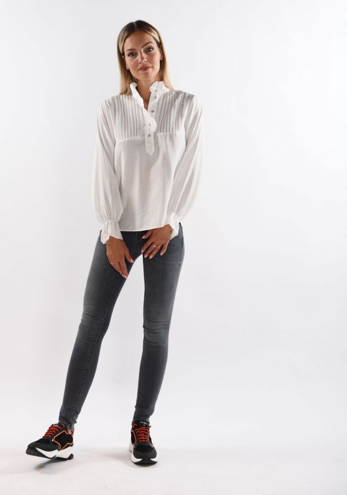 Co'Couture Callum Pintuck Frill Shirt White