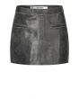 Oval Square Worn Leather Mini Skirt