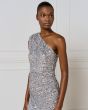 Access One-shoulder sequin dress 54-3354-SILVR