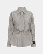 Haute L'amite Gemma Tie Stripe Shirt Beige 