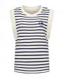 Nena Striped Sleeveless Sweater | Pearl Navy