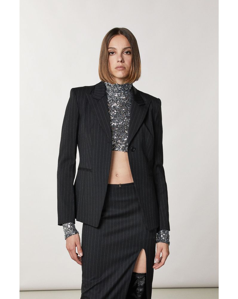 Patrizia Pepe One-button Flannel Jacket