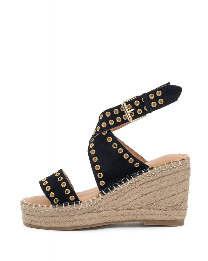 Babouche Avi Espadrilles Sleehak Zwart