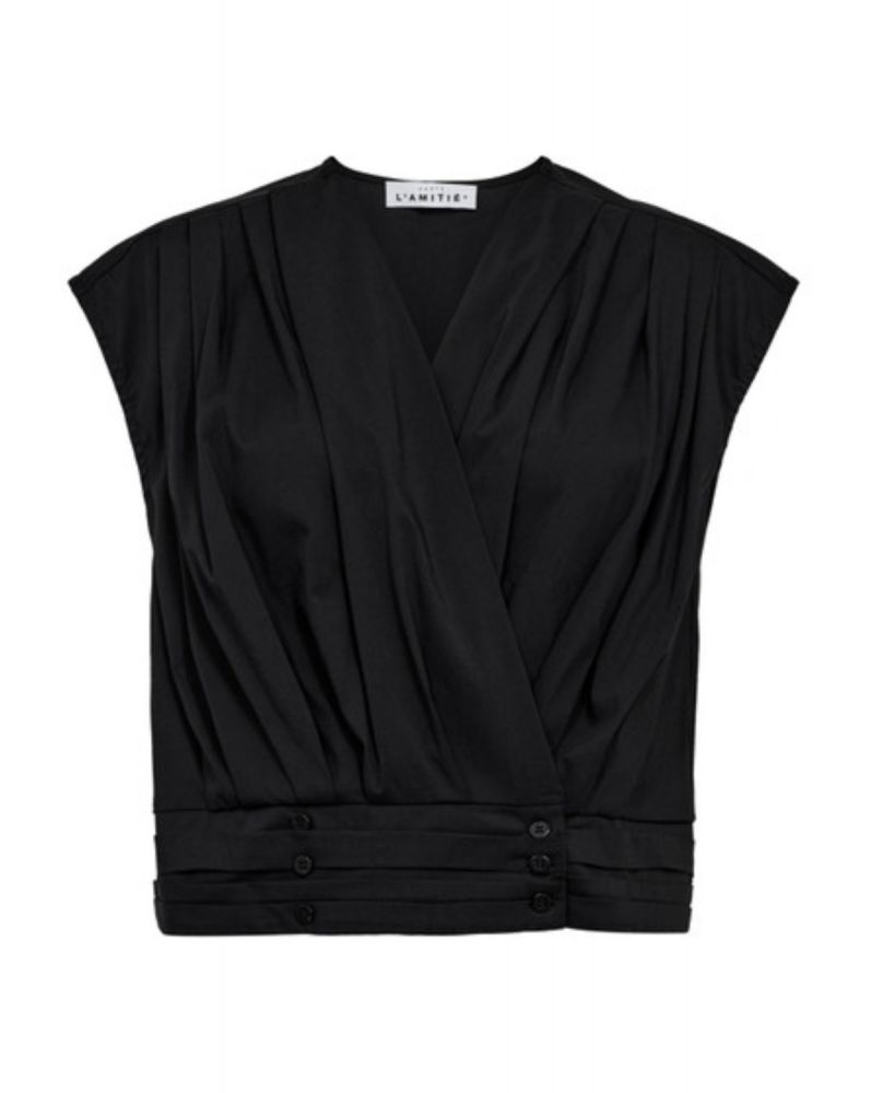 Haute L’amitié Puffy Pleat Top zwart HL10185