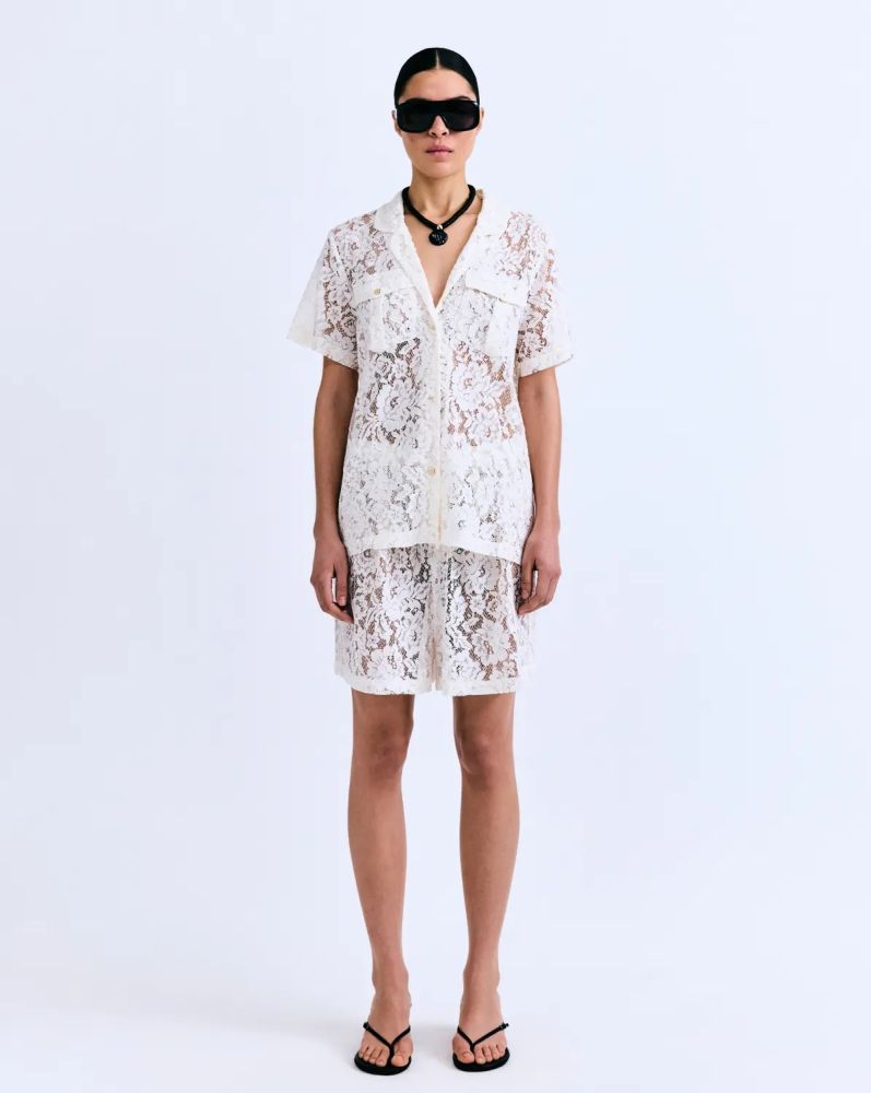 Love Stories BRIDGET loose fit short blouse white