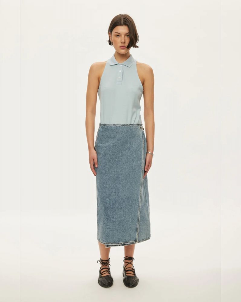 Oval Square Sunny Polo Top Cashmere Blue