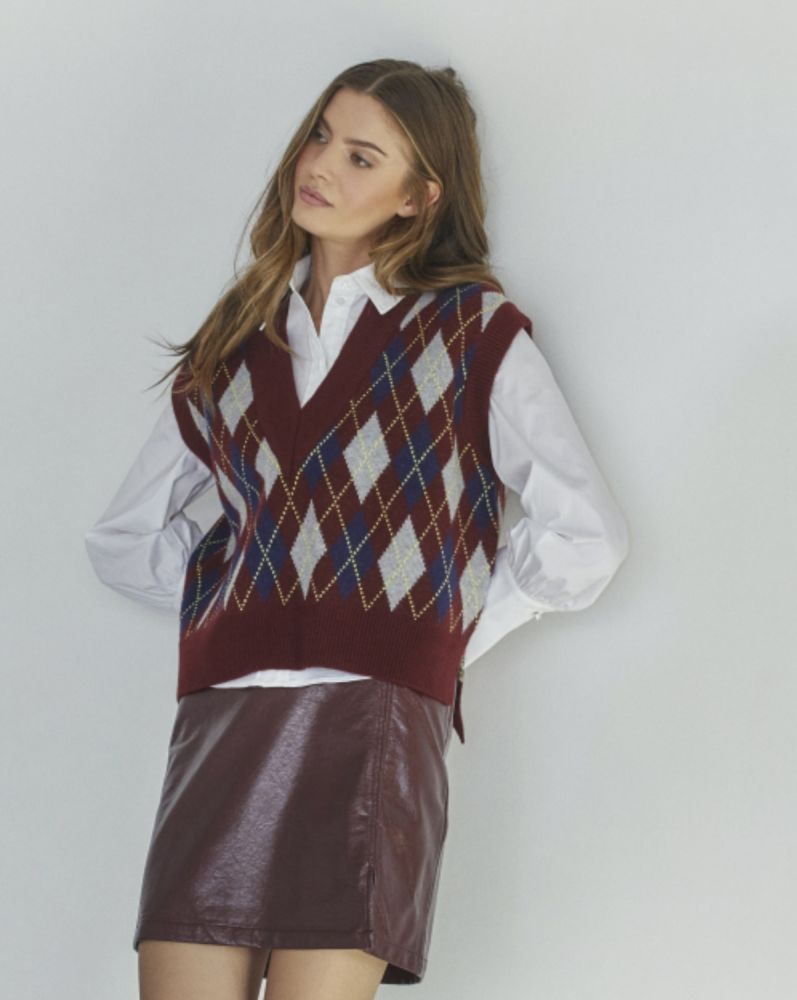 Co' Couture Geruite spencer Row | bordeaux