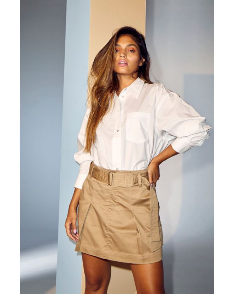 Co'Couture Marshall Crop Skirt Walnut