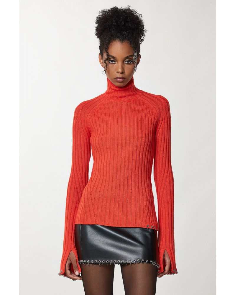 Patrizia Pepe Ribbed Sweater Orange