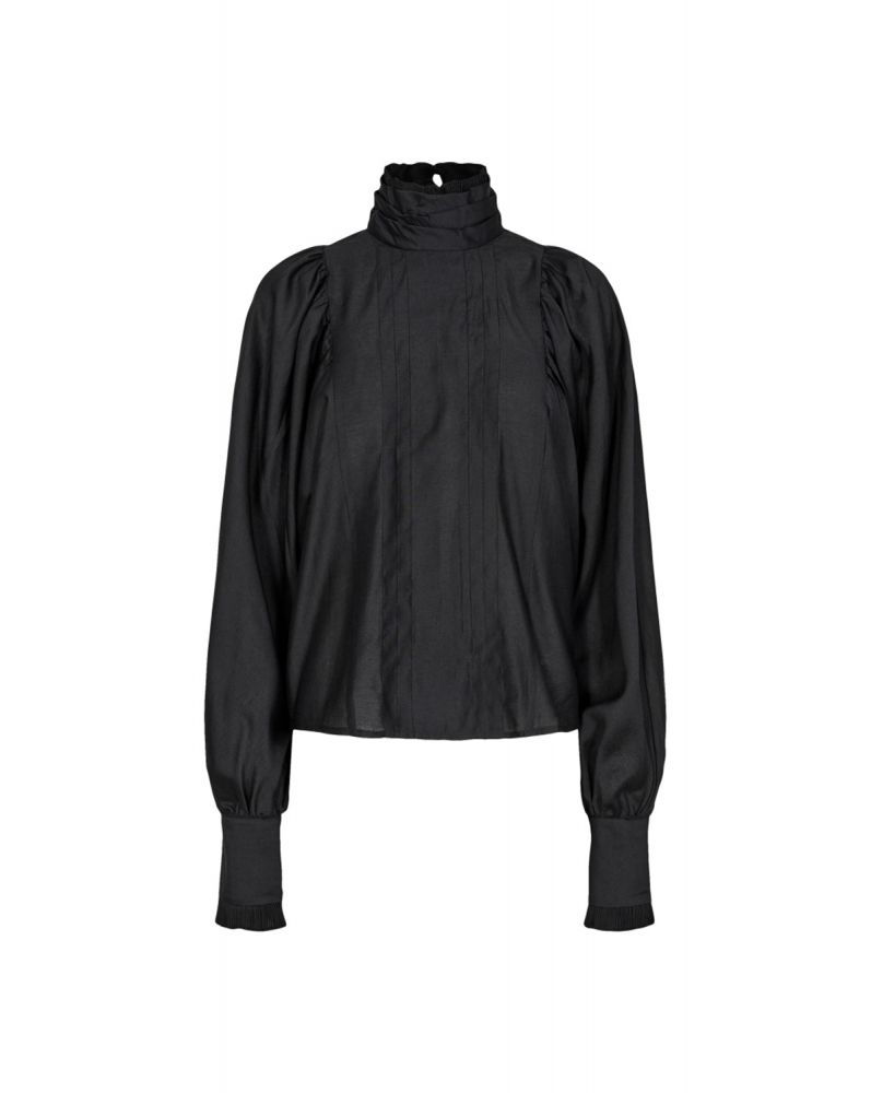 Co'Couture Kira Pleat Blouse Black
