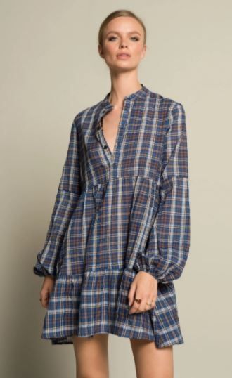 Iconic27 Wide Dress Blue Check
