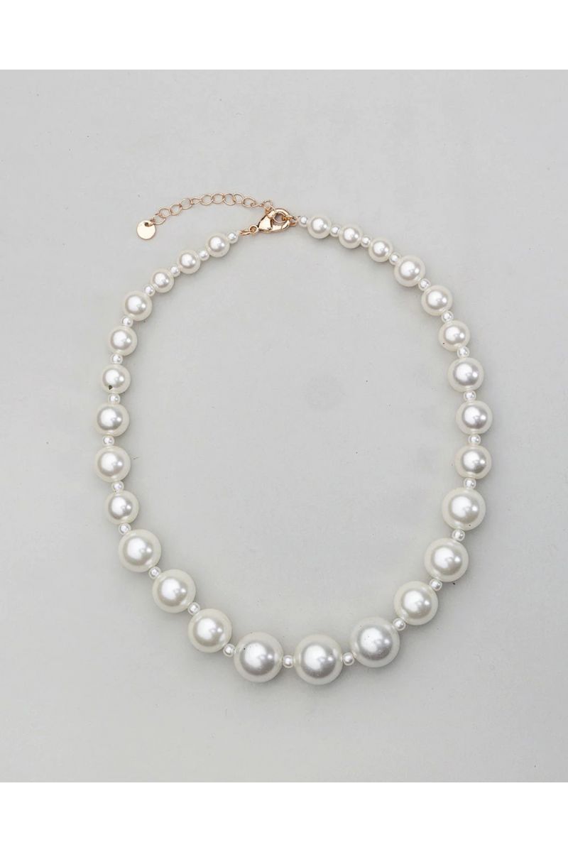 Bow19 Details Bead Pearl Necklace 1002-O.S