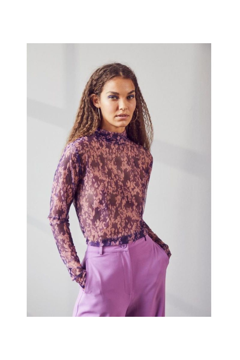 Co'Couture Mauve Mesh Turtleneck Purple