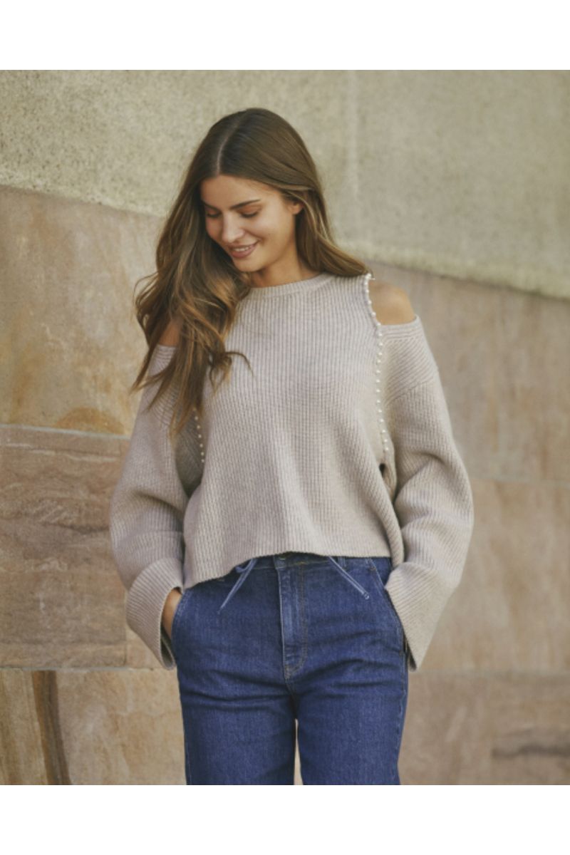 Co'Couture RowCC Rib Pearl Knit Bone