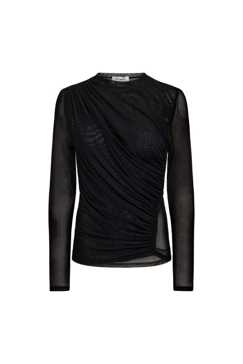Co'Couture Drapey Mesh Blouse Black