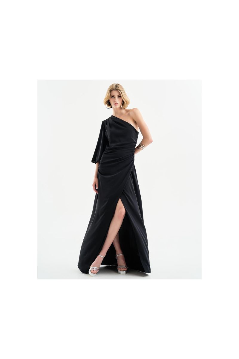 Acces One-Shoulder Dress Black