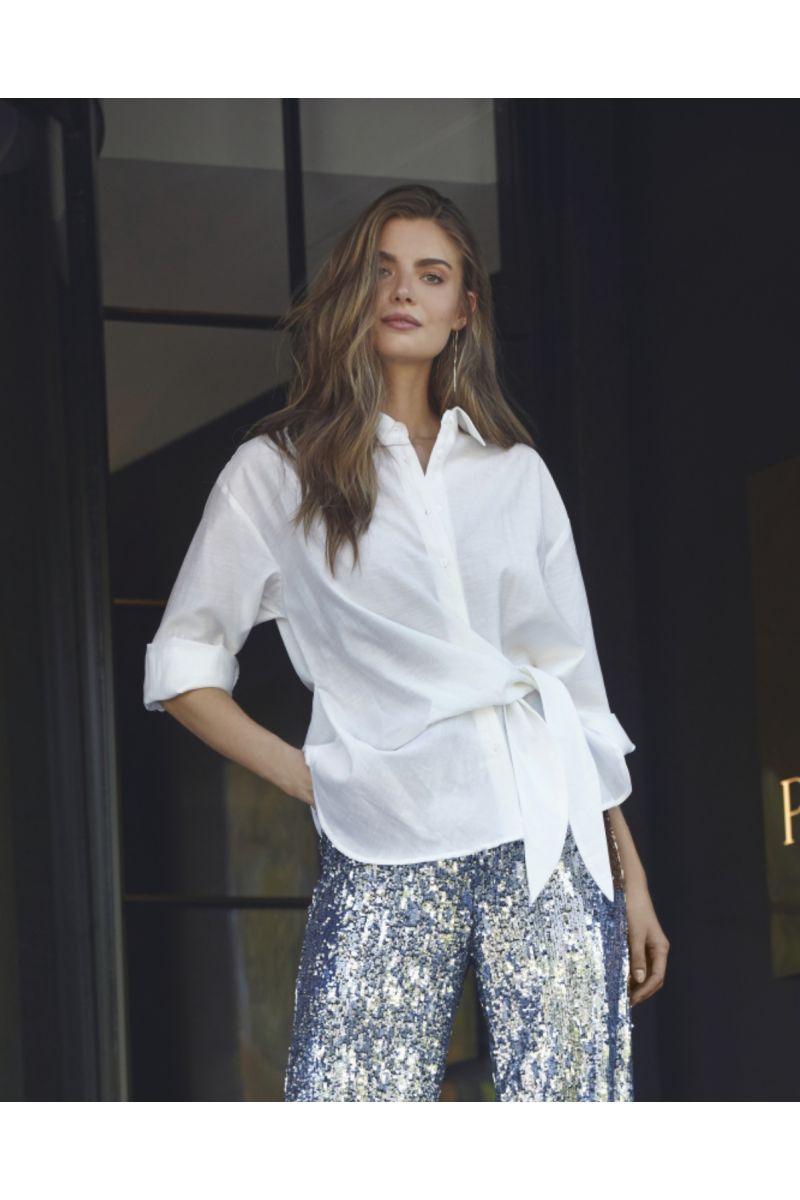 Co'Couture IdinaCC Tie Shirt White