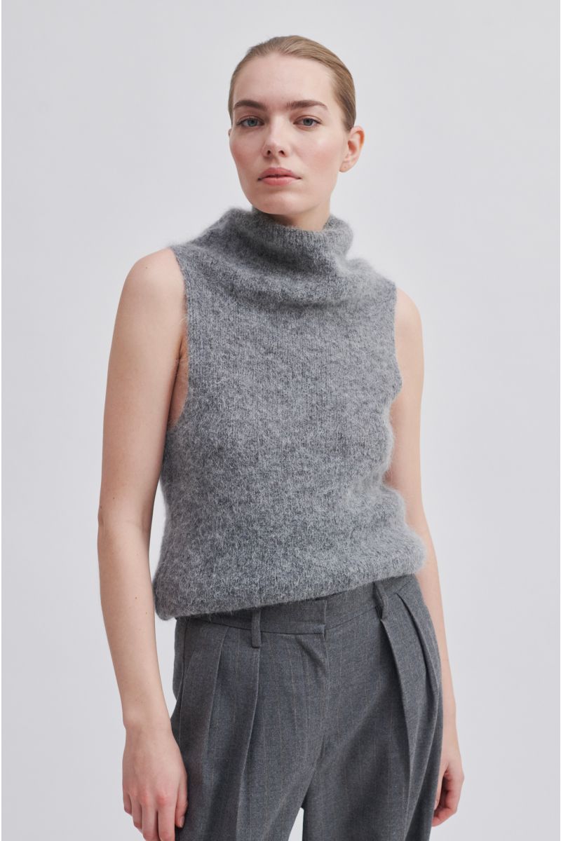 Second Female Kinne Knit Vest Grey