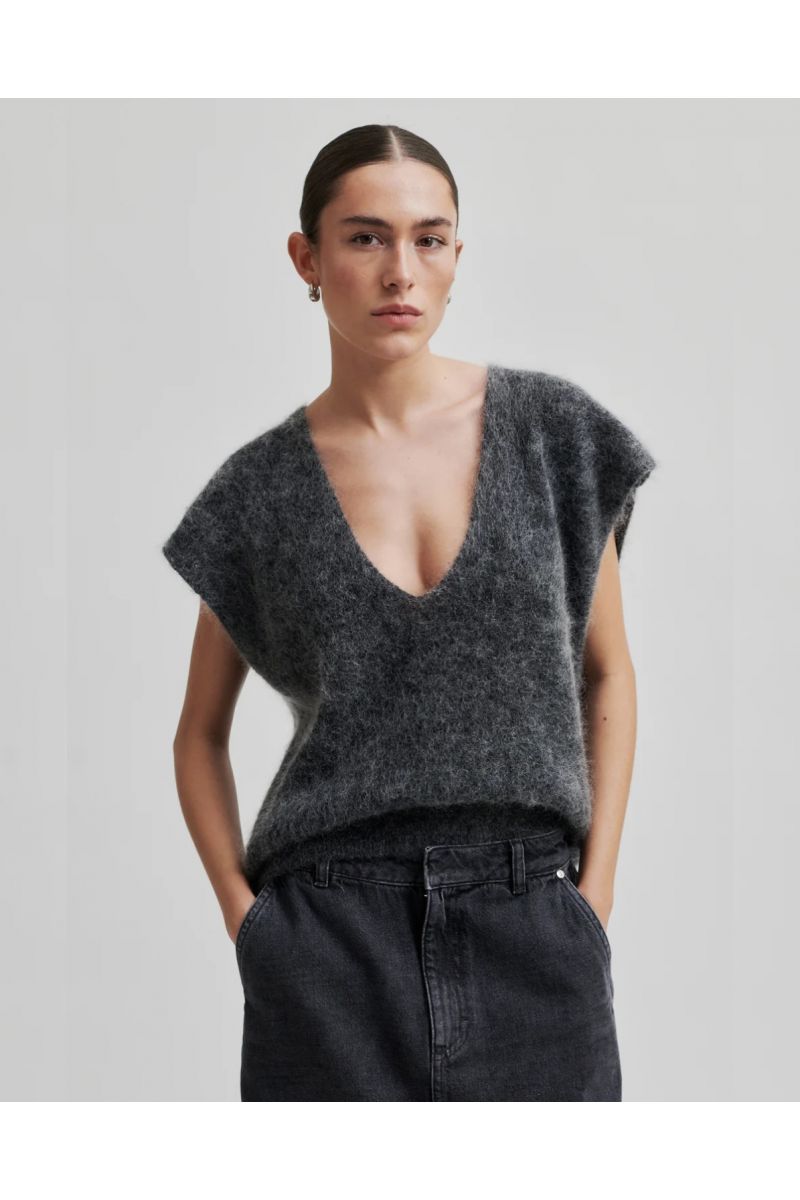 Second Female Camryn Knit Vest grijs