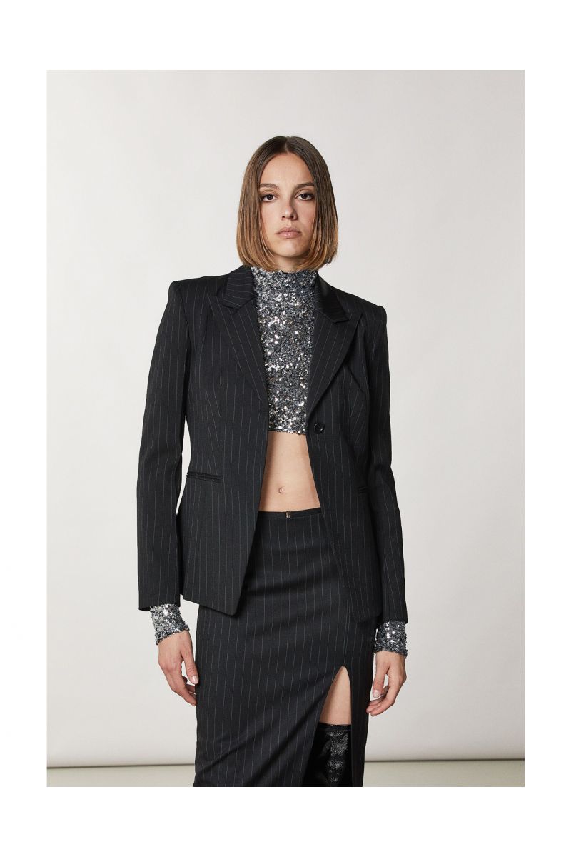 Patrizia Pepe One-button Flannel Jacket