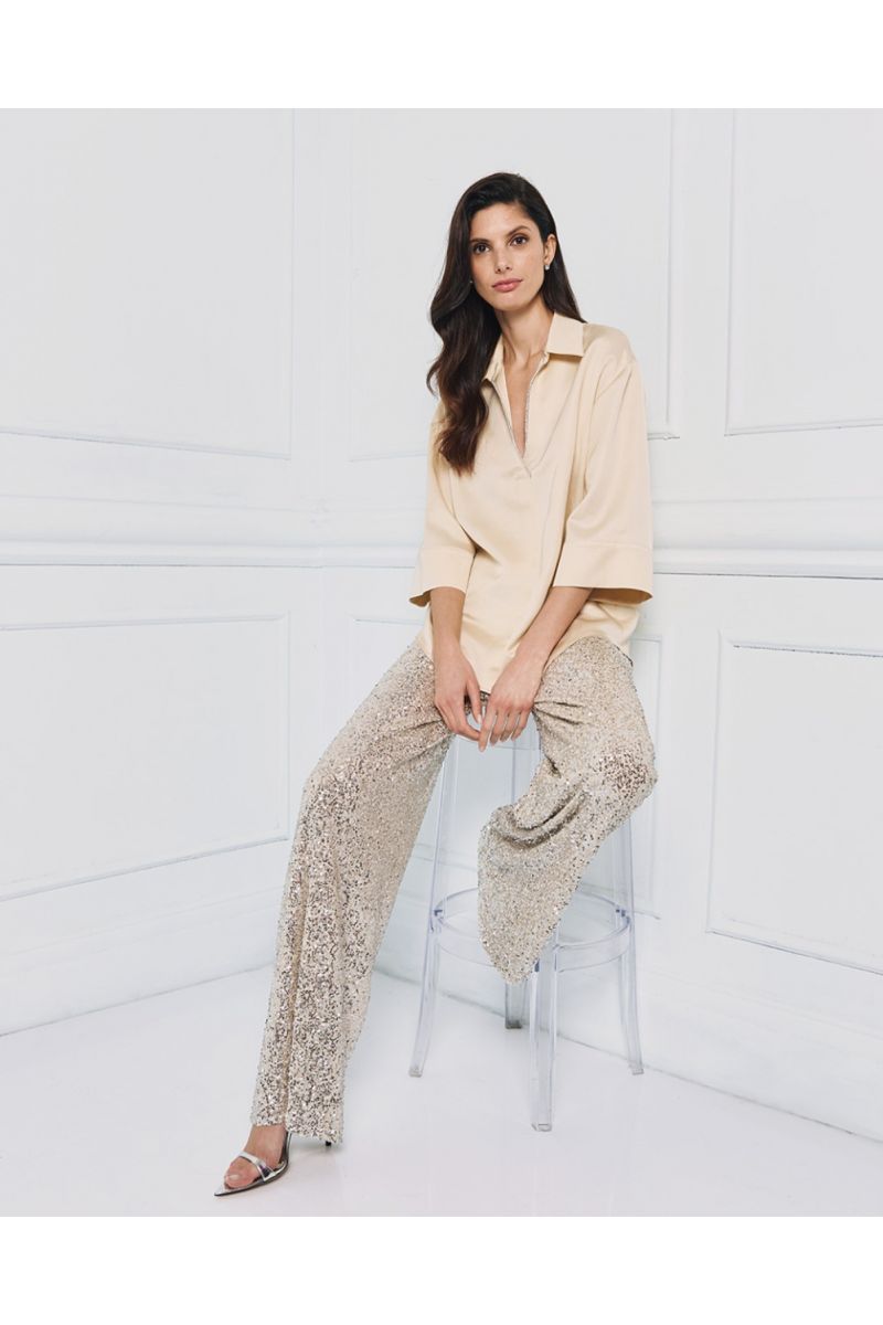 Access Blouse with Rhinestone Detail
