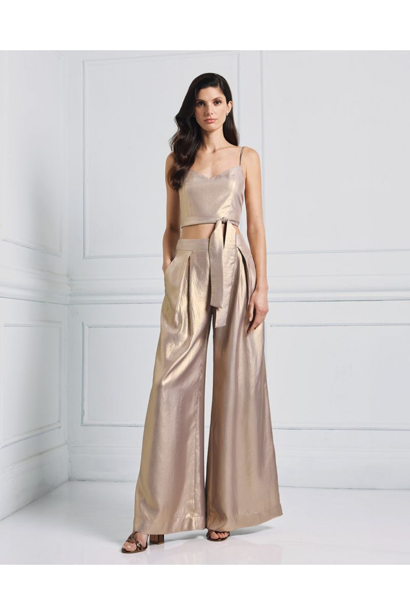 Access Metallic-effect pants with pleats