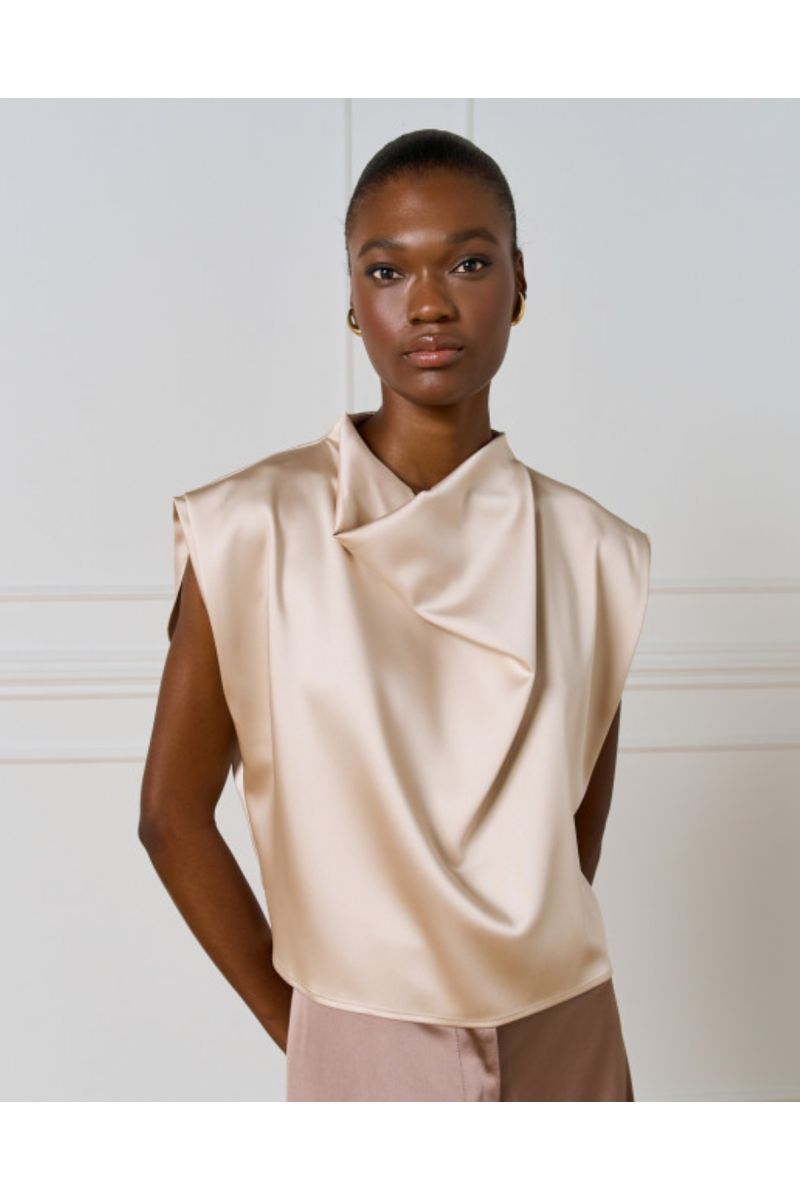 Access Sleeveless Draped Top Vanilla