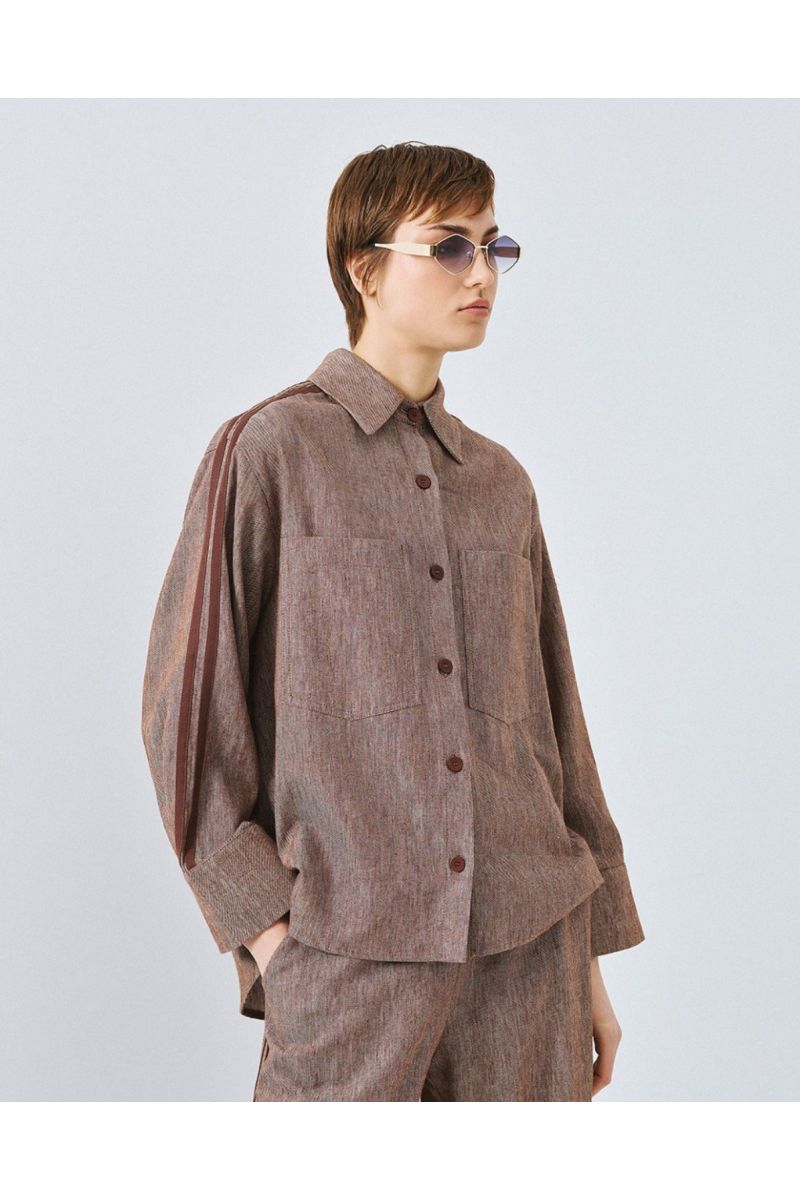Access Shirt Striped Bands Mocca