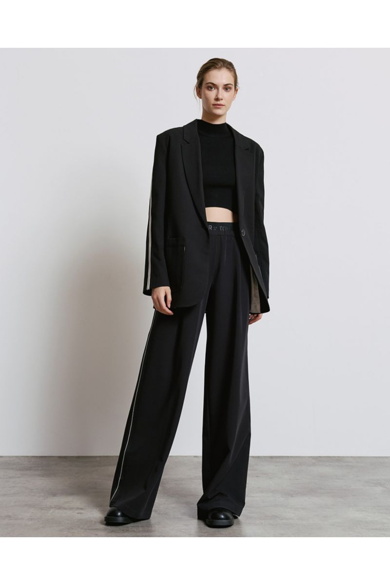 Access Wide-leg pants with waistband Black