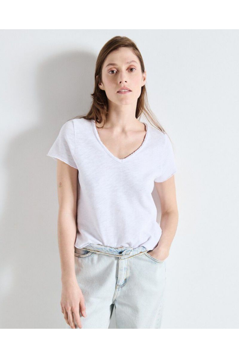 American Vintage Sonoma V-hals t-shirt wit