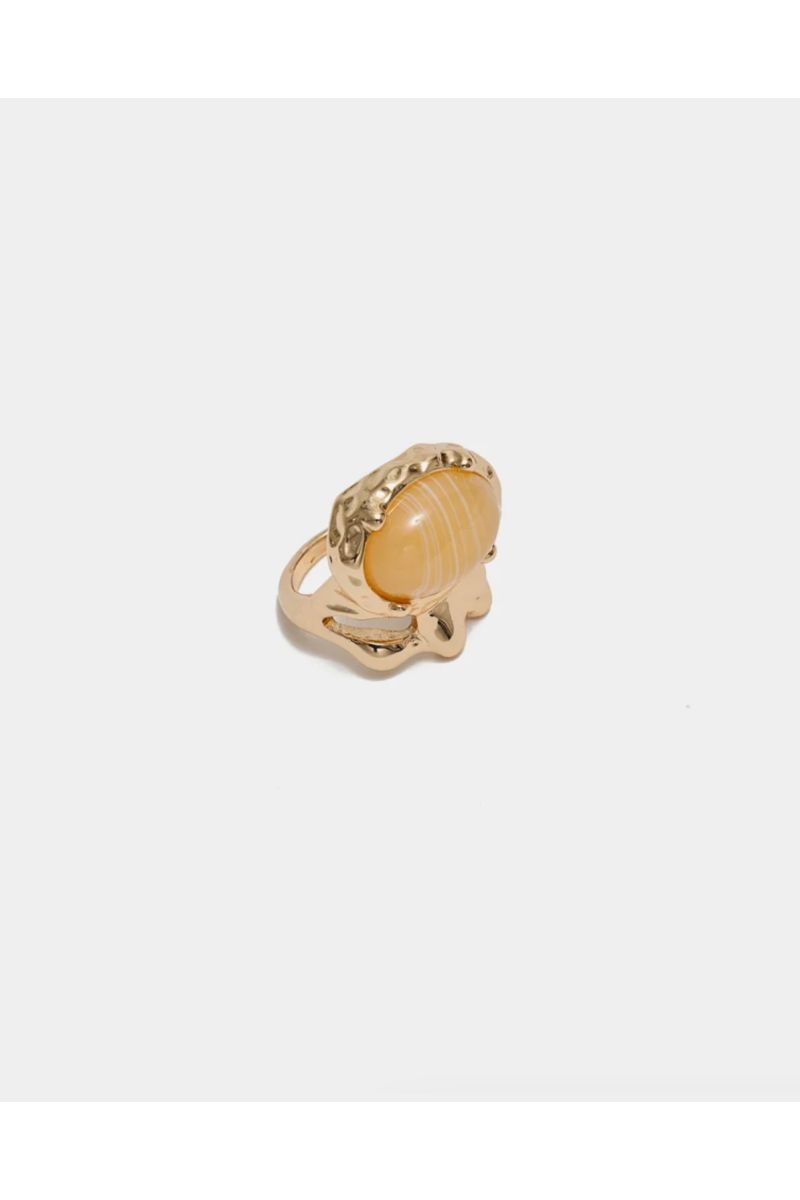Bow19Details Pom Stone Ring Goudkleurig Zand
