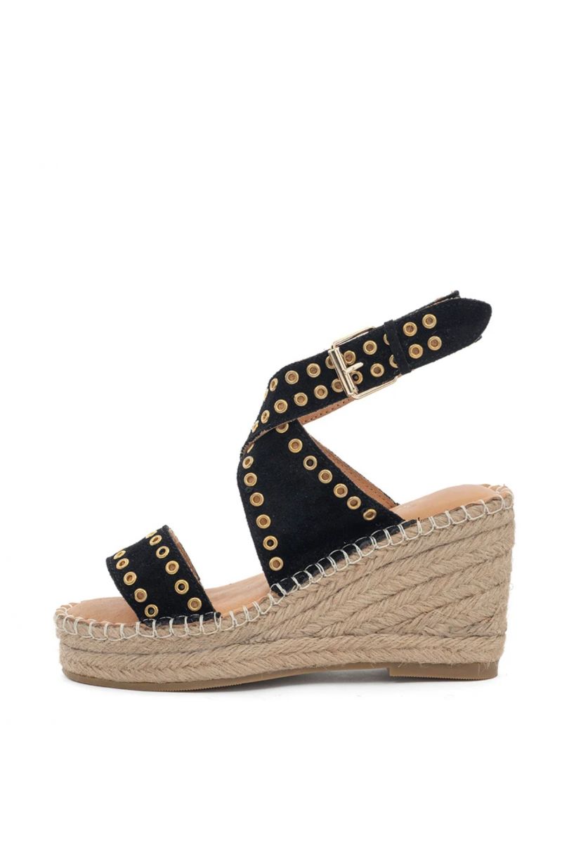 Babouche Avi Espadrilles Sleehak Zwart
