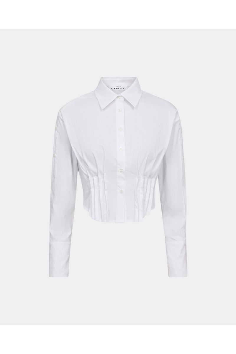 Haute L'Amitié Bell Pleat Crop Shirt Wit
