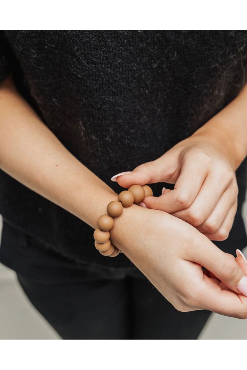 Bow19details Big Bead Bracelet Elastic Cognac-O.S