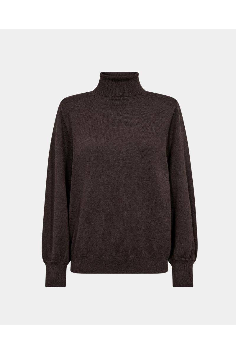 Co'Couture CoryCC Padded Roll-Neck Knit Dark Brown
