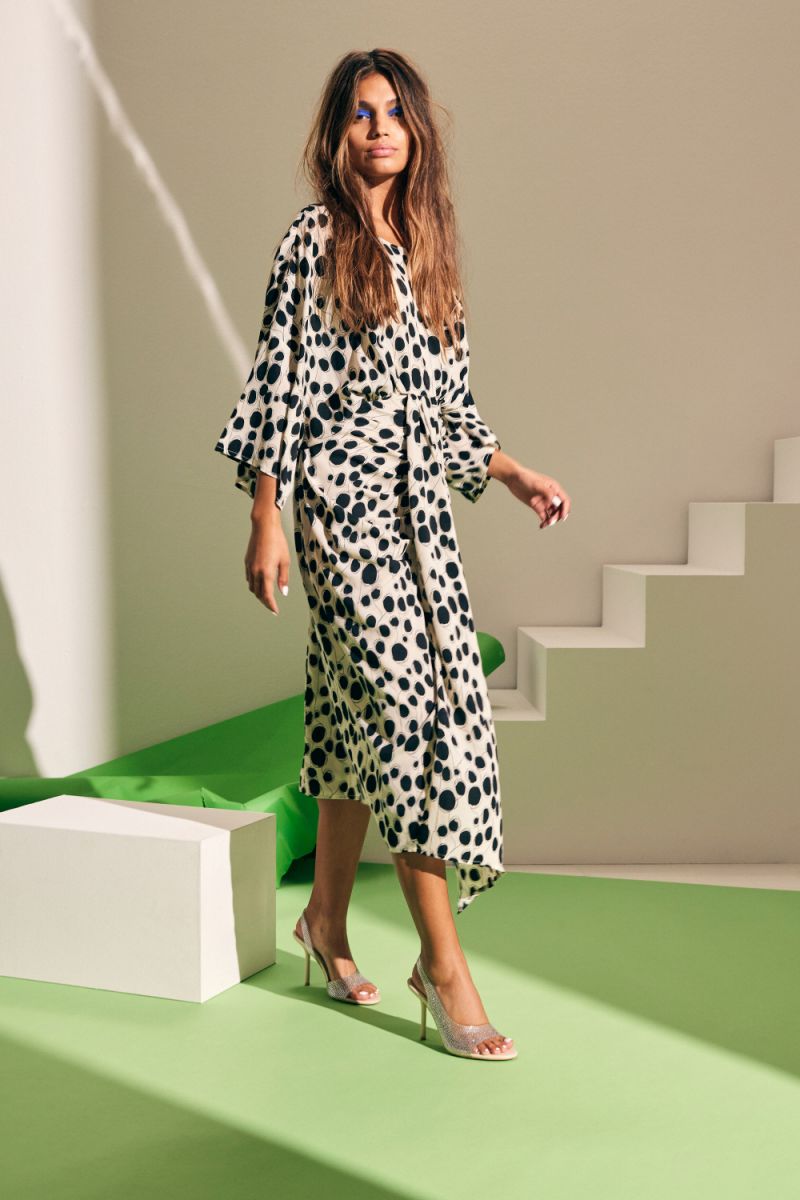 Co'Couture Dorit Pleat Dress Bone