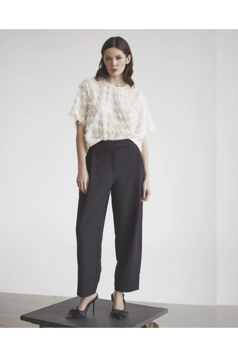 Co'Couture Vola Pleated Long Pantalon Zwart