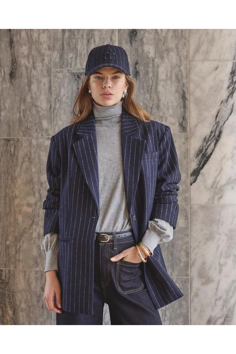 Co'Couture Naida Pin Power Blazer Navy