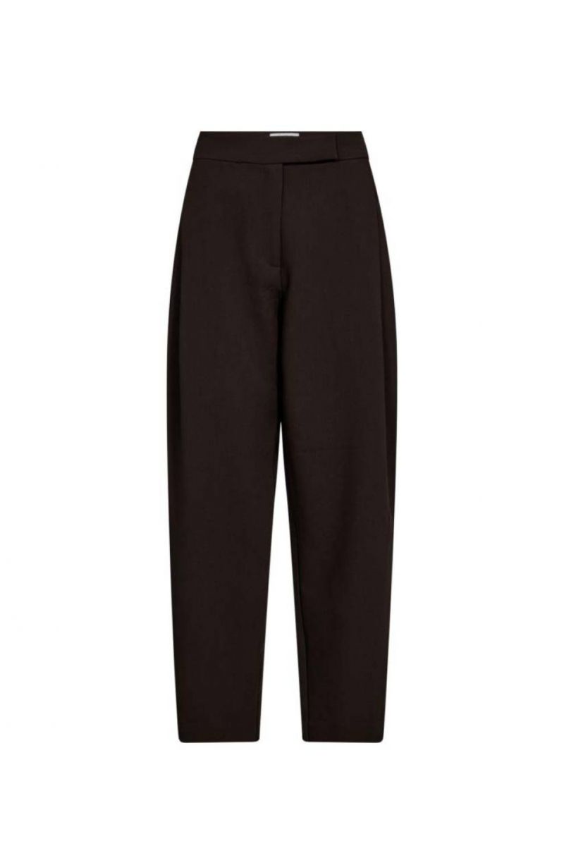 Co'Couture Vola Carrot Pleat Broek Dark Brown