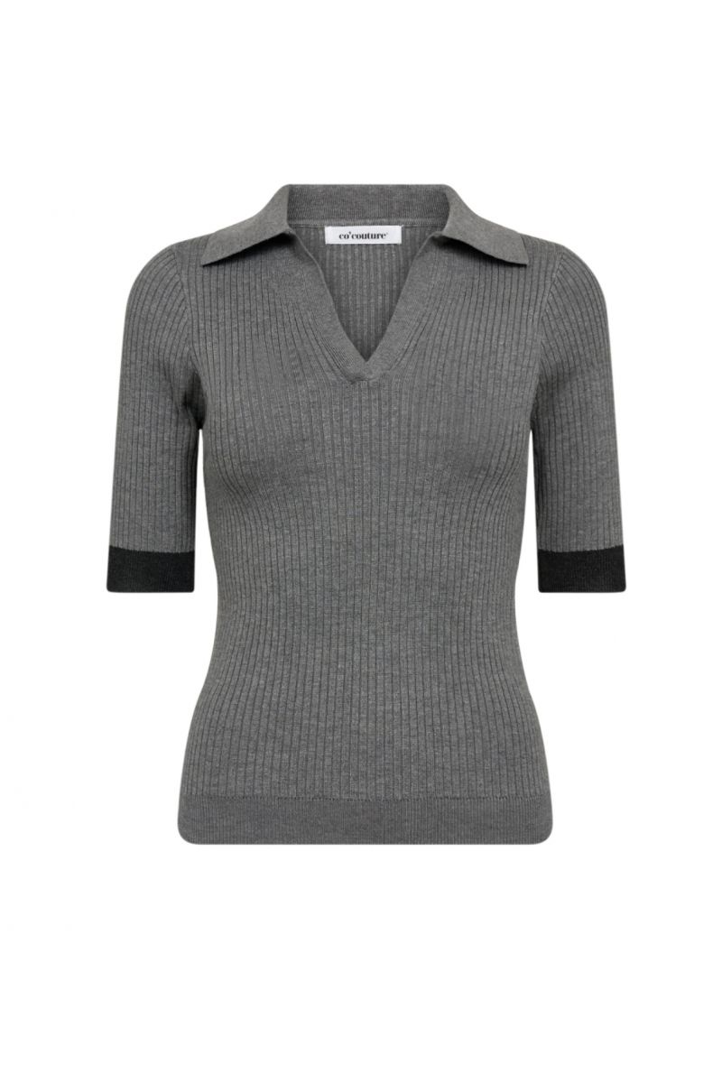 Co'Couture BonnyCC Polo SS Knit Grijs