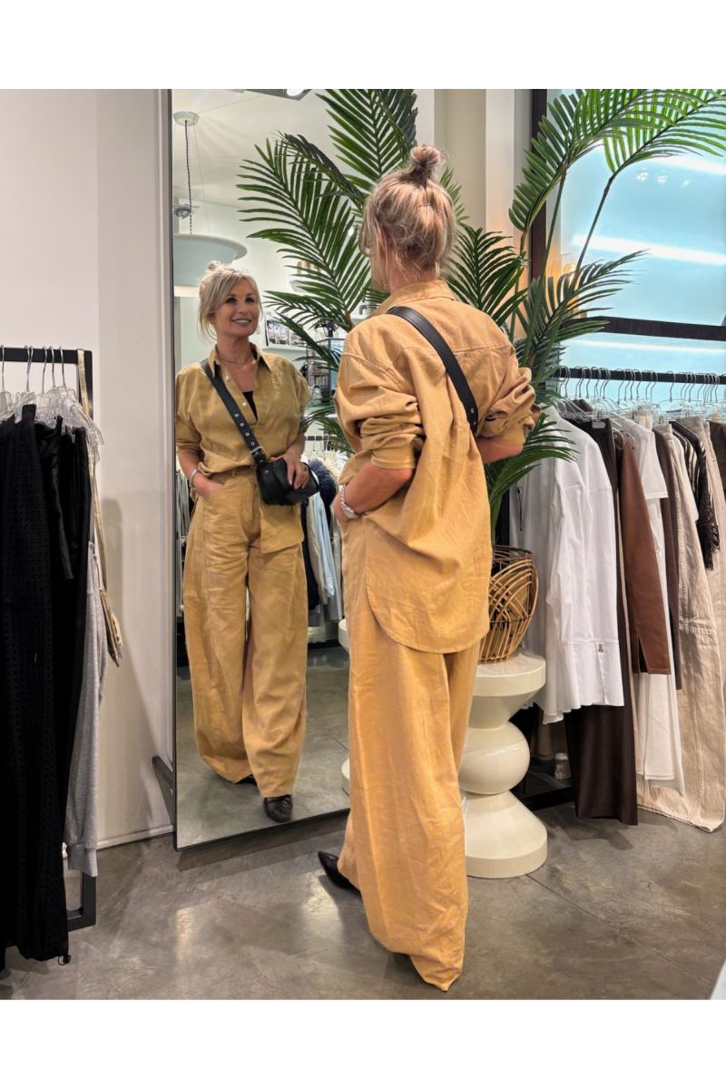 Denham Dahlila Shirt Linen Blend Desert Brown