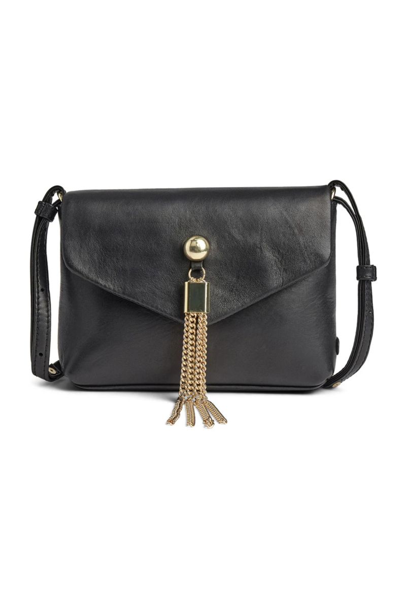 Depeche Leather Crossover Bag Black Gold-O.S