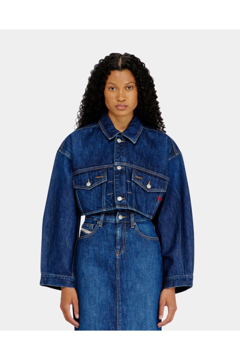 Diesel Cropped Denim Trucker Jacket Medium Blue
