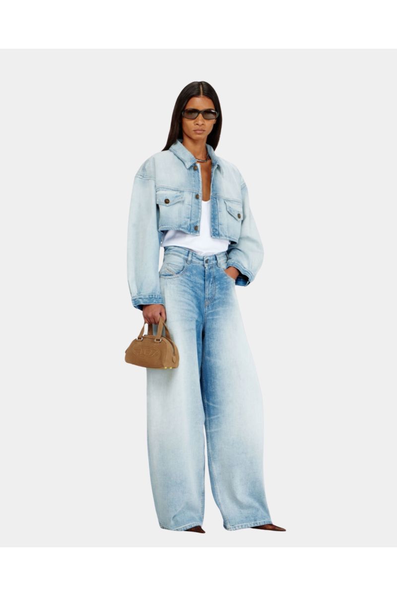 Diesel Oversized Cropped Trucker Jacket Light Blue