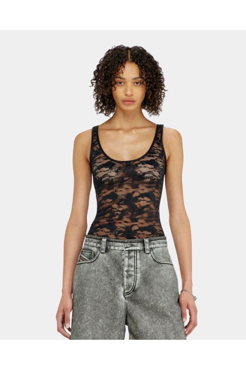 Diesel Tank Top In Nylon Lace Black