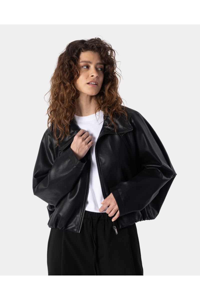 Elias Rumelis Reverie Black boxy leren jasje
