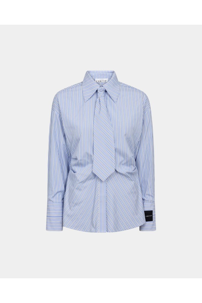 Haute L'Amitié Emma Tie Stripe Shirt Pale Blue
