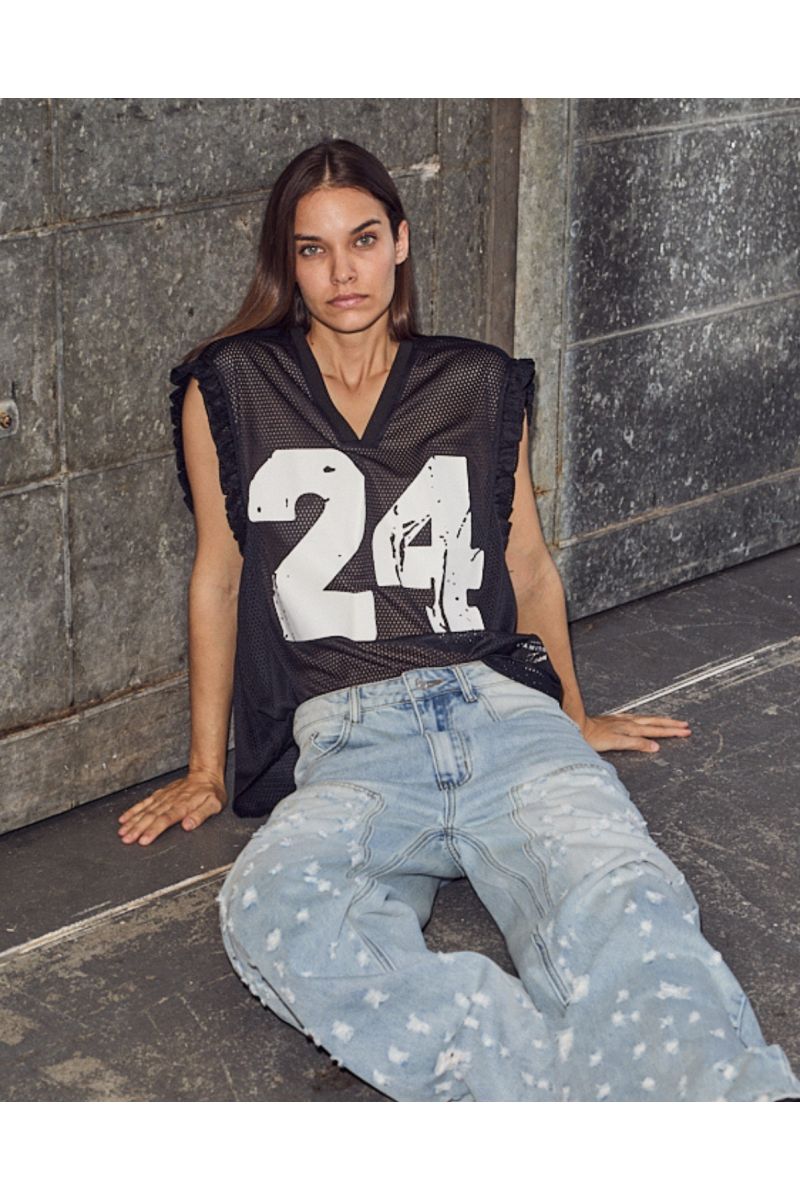 Haute L’Amitié Drift Frill V-24 Top Zwart