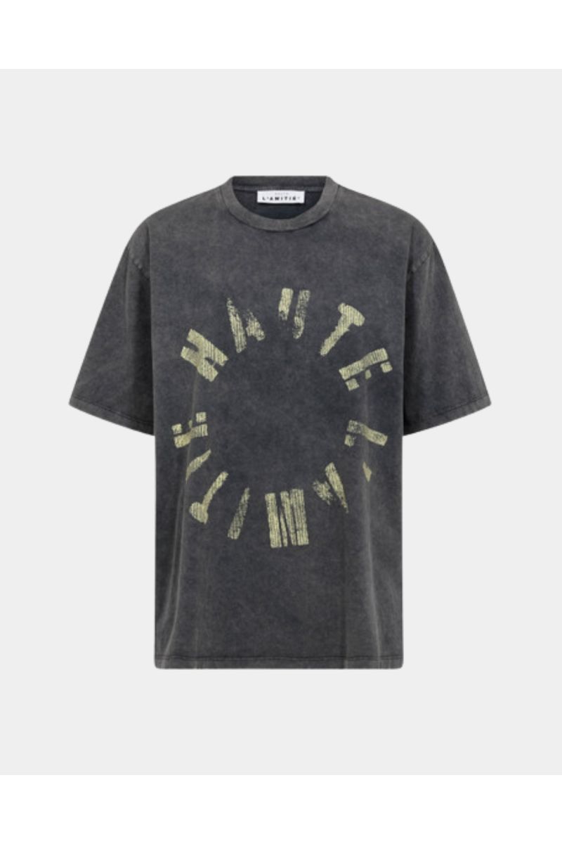 Haute L'Amitié Logo Circle Tee Black Acid Wash