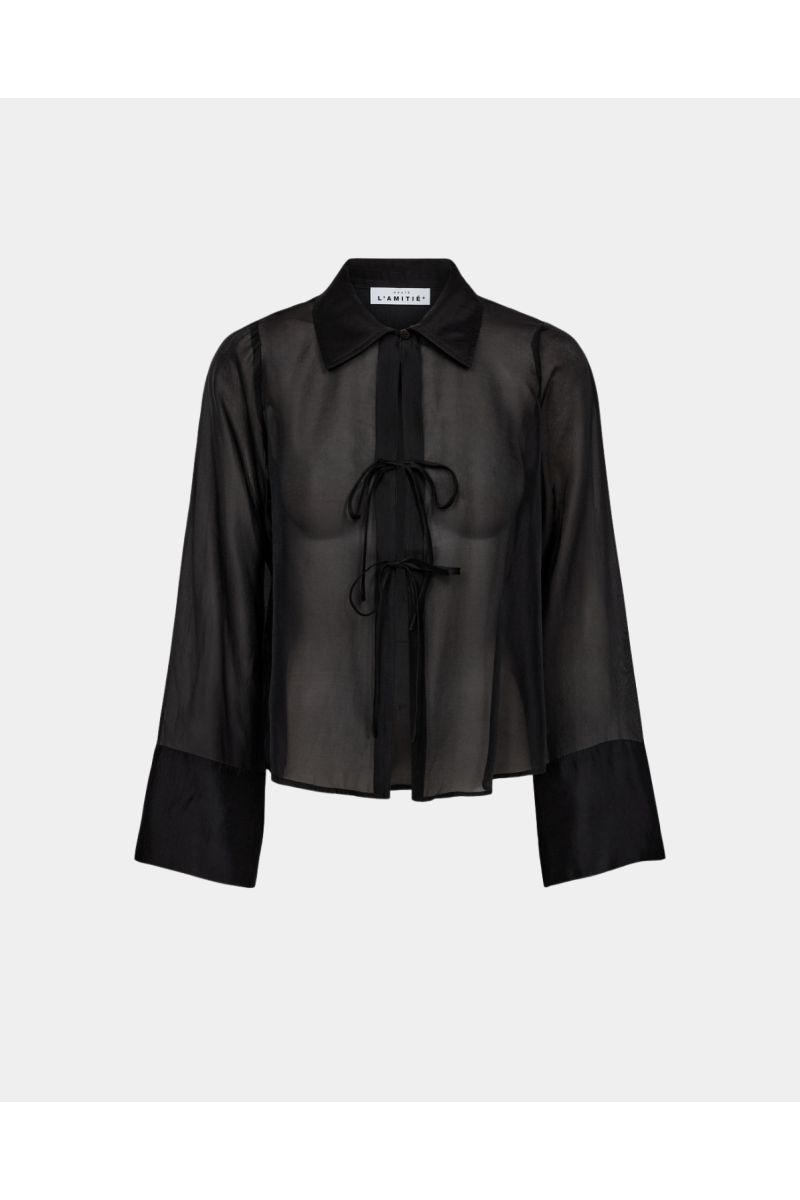 Haute L'Amitié Nimba Organza Tie Shirt Black